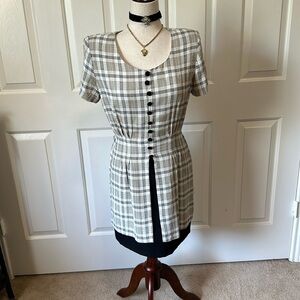 Vintage 90’s | Cute Plaid Office mini Jacket dress | Size: Small